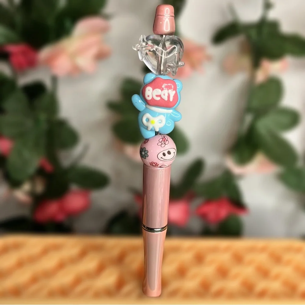 Cute Handpainted Bear Retro Bead Handmade Beaded Pen Kawaii Vibes